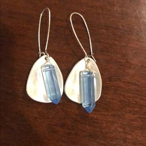 Cute silver and blue gem earrings